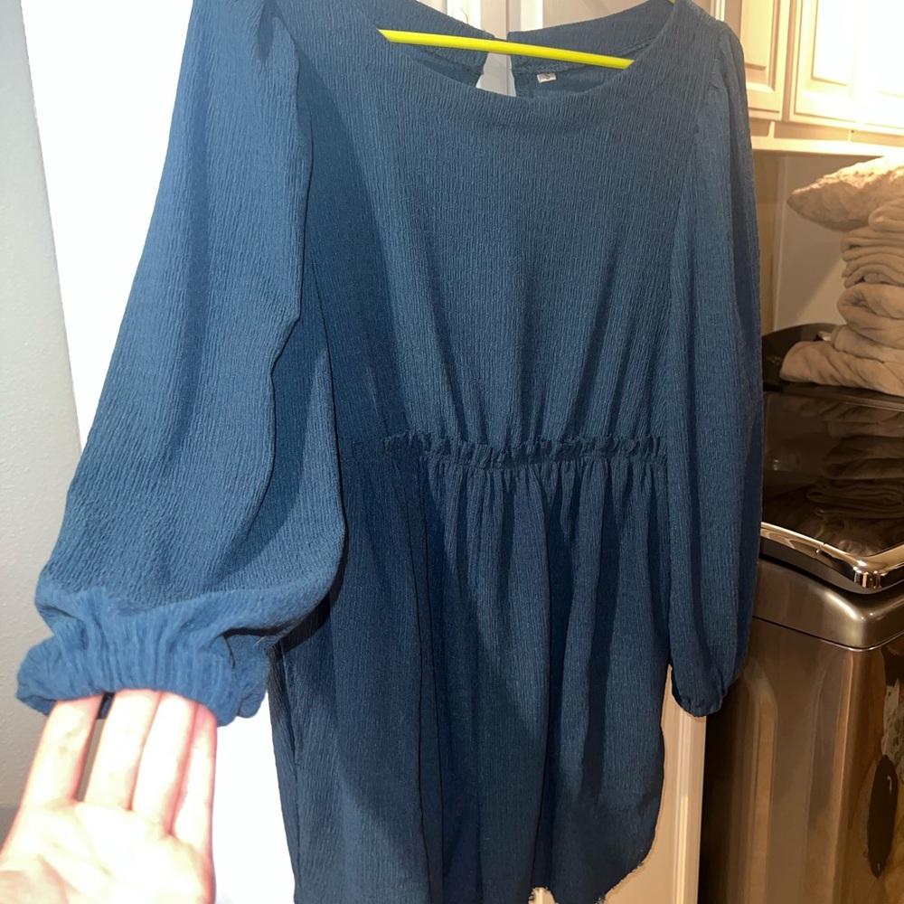 Blue Long Sleeve Romper